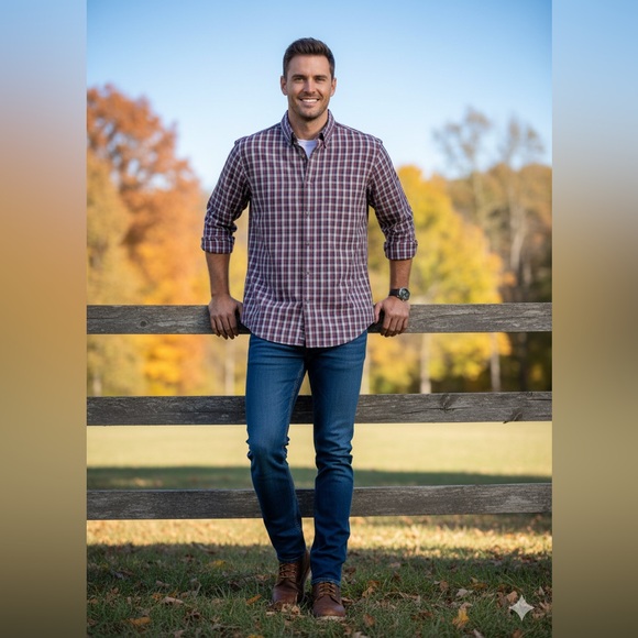 Wrangler Other - Wrangler Men's Casual Plaid Shirt - Blue and Brown